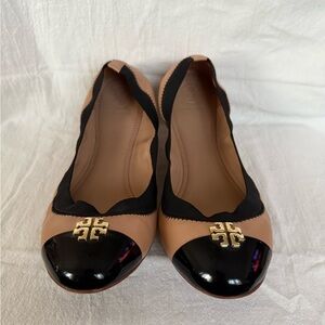 Tory Burch Black and Tan Jolie Flats